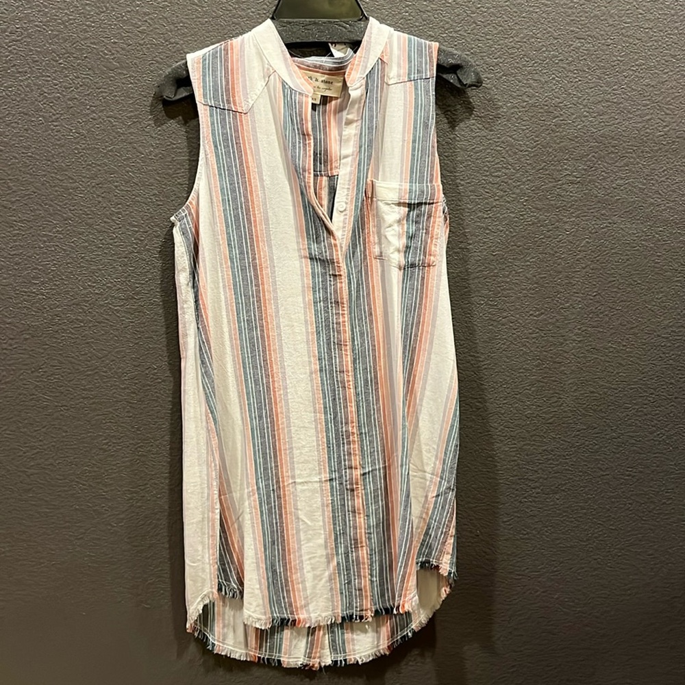 New cloth & stone stripped sleeveless tunic shirt dress